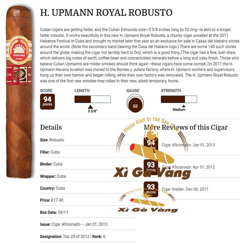 đánh giá xì gà H.Upmann